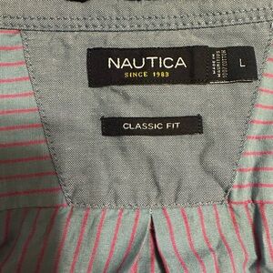 Nautica Gray and Pink Striped Shirt